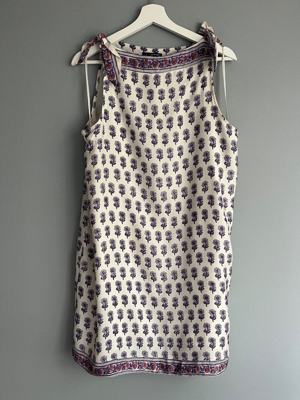 J.Crew NWT $168 The Sadie Mini Dress Lilac Block Print Tie Shoulder M Resort